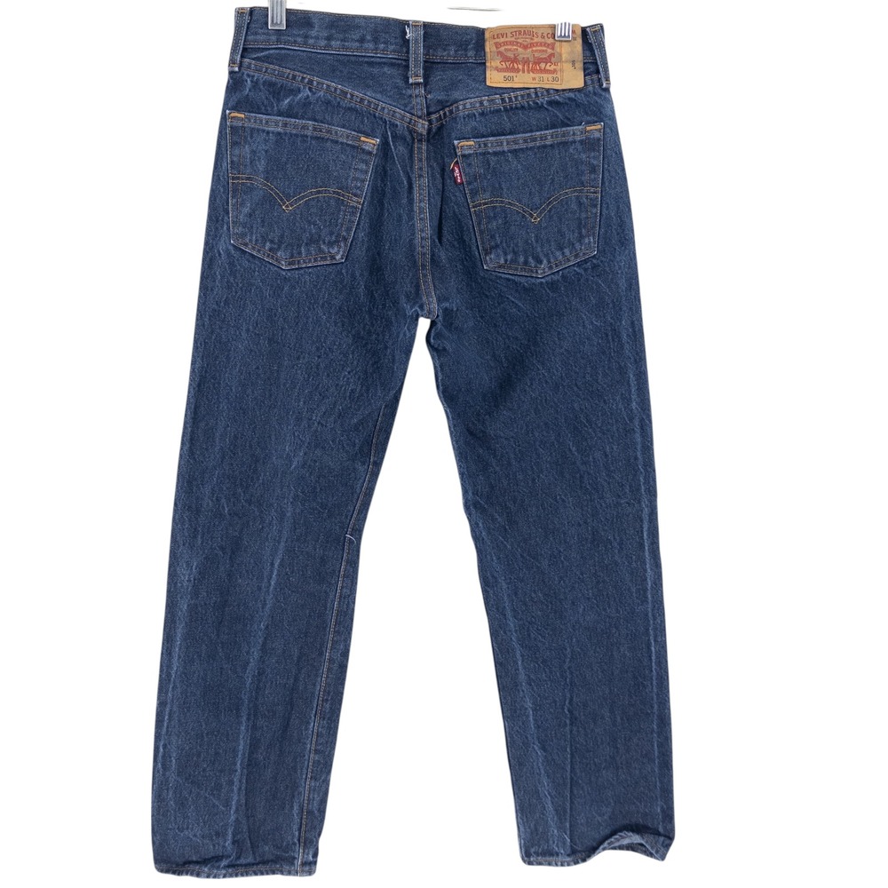 Levi's 501 Men's Straight Jeans in Dark Blue Denim - Picture 5 of 16